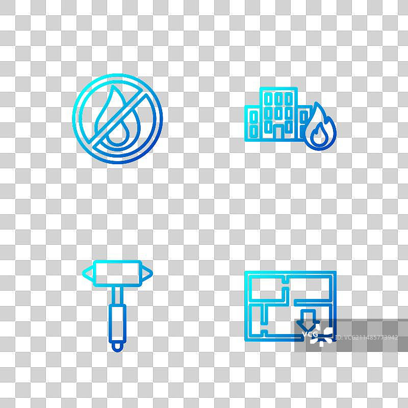 疏散计划消防斧无火线条组合图片素材