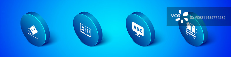 2.5D橡皮擦与字母表学校场景图片素材