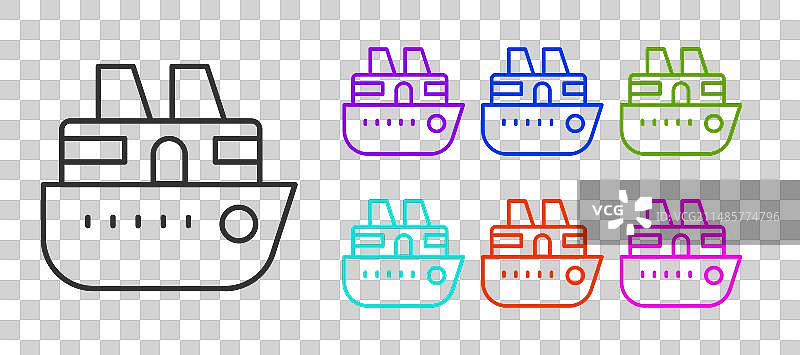 白色背景上的黑色线条游轮图标图片素材