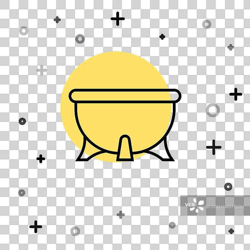 黑色线条万圣节女巫大锅图标图片素材