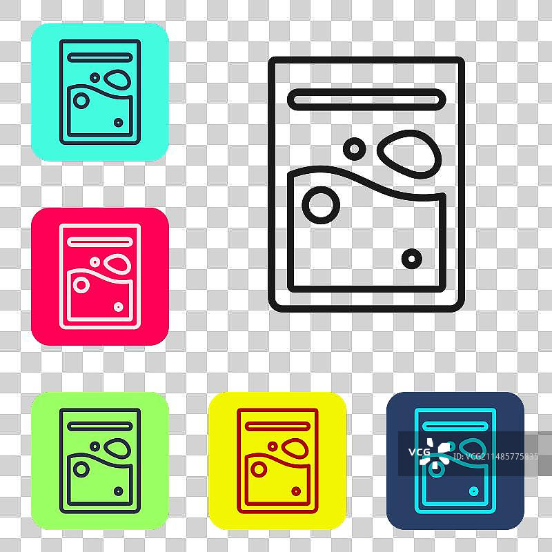 黑色线条装有药品的塑料袋图标图片素材