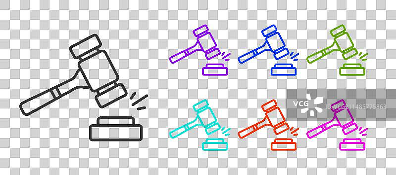 黑色线条拍卖槌图标，白色背景图片素材