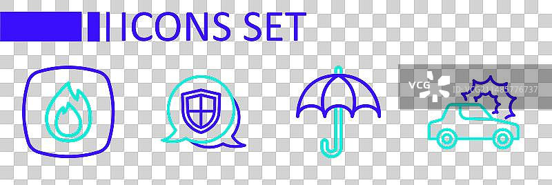 汽车保险伞盾和火线条图图片素材