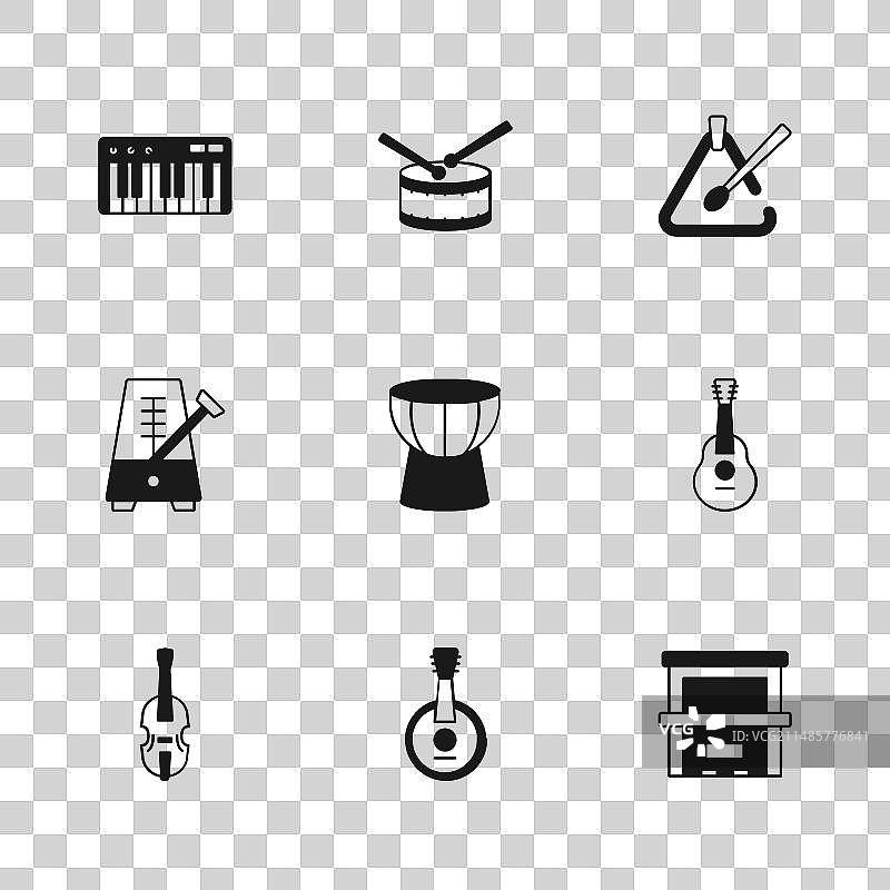 班卓琴、吉他、钢琴、非洲鼓图片素材