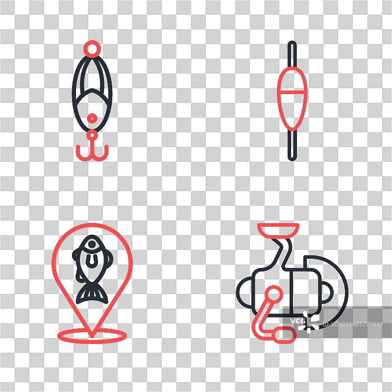 钓鱼线、渔漂、钓鱼地点和纺车图片素材