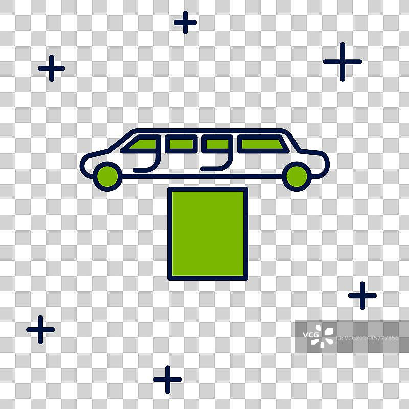 豪华轿车和地毯轮廓图标图片素材