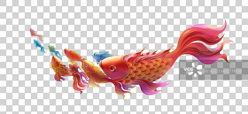 国风鲤鱼金鱼鱼群图片素材