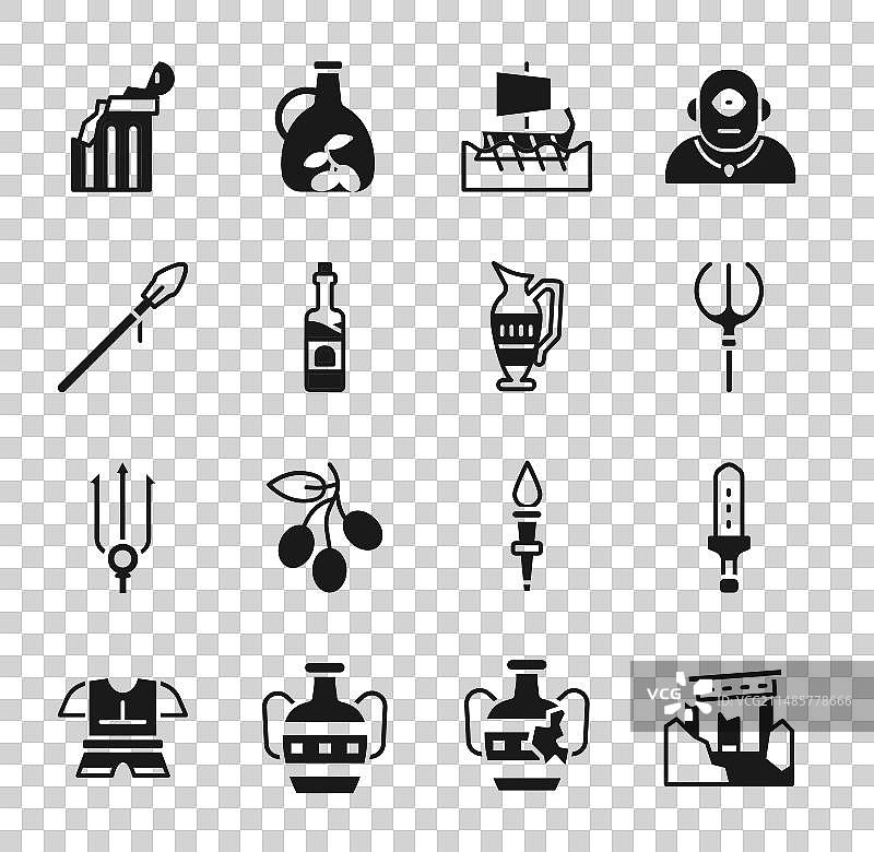 古代遗址中世纪剑海王星三叉戟图片素材