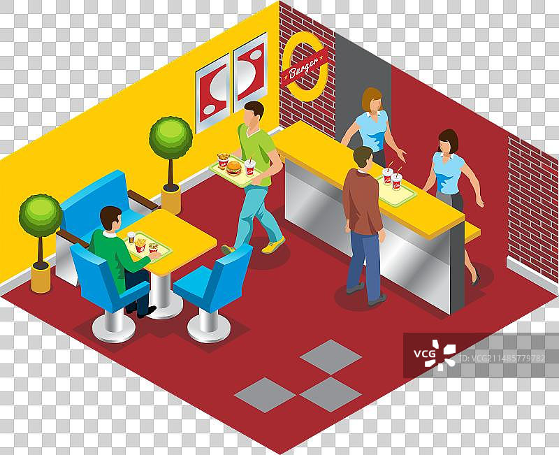 2.5D快餐店概念图片素材
