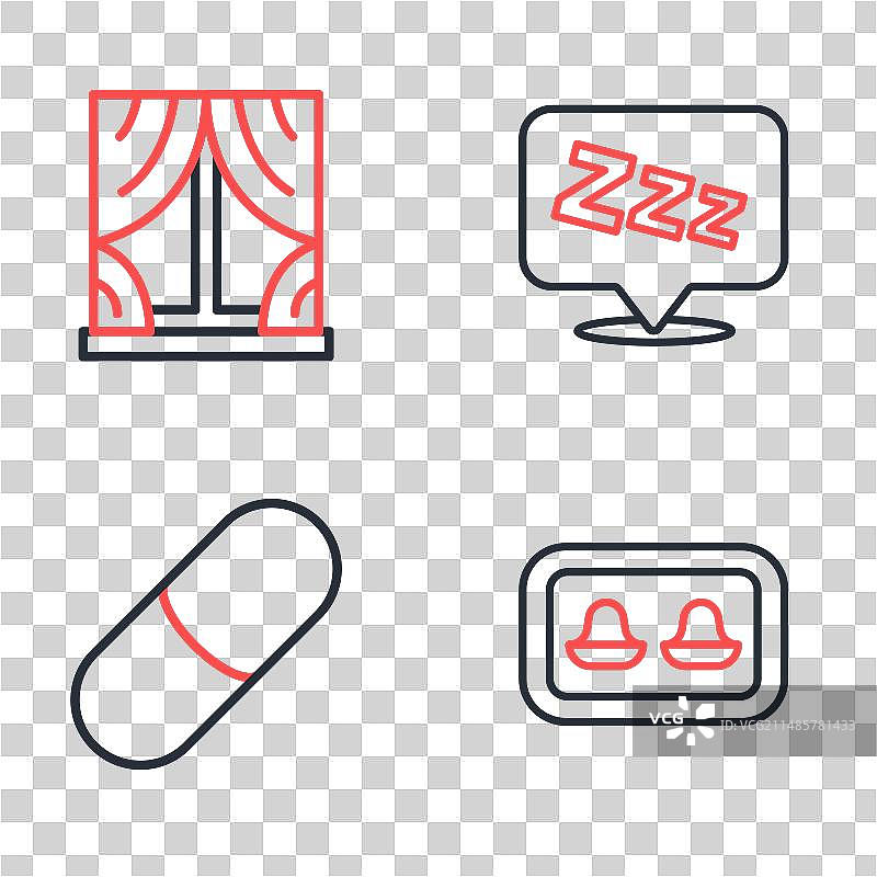 安眠药与耳塞线条图标图片素材