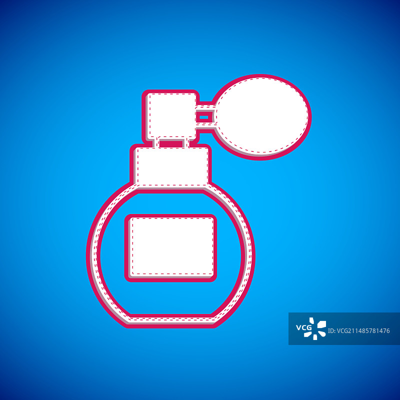 蓝色背景上孤立的白色香水瓶图标图片素材