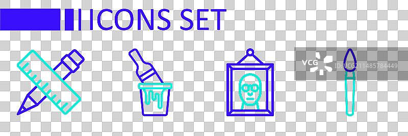 油漆刷和油漆桶线性图标图片素材