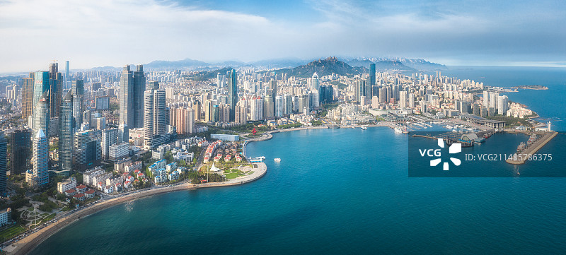青岛市南区浮山湾五四广场奥帆中心城市景观城市风光图片素材