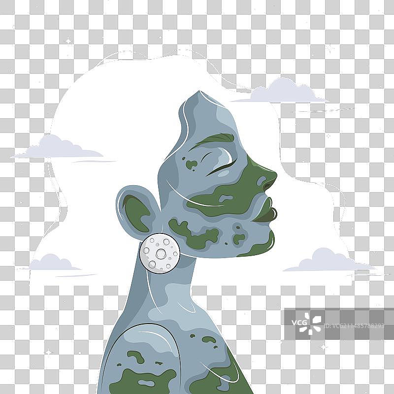 地球日母亲和太空女孩海报图片素材