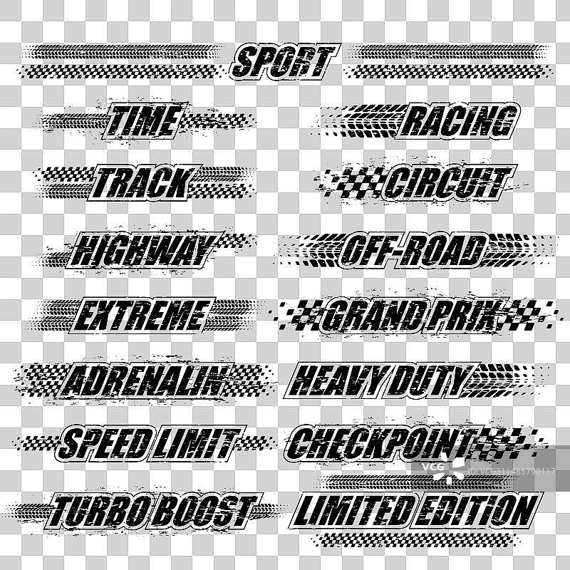 体育赛事跑道方格旗轮胎文字图片素材