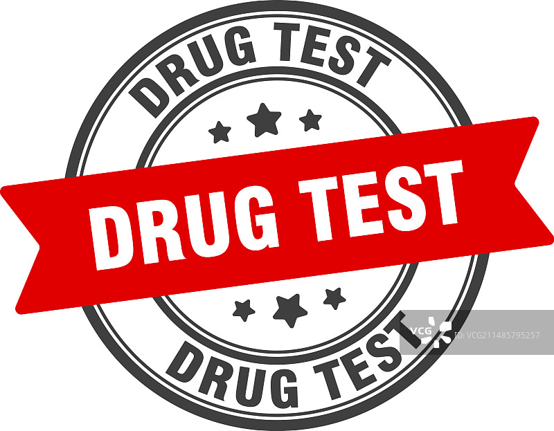 药物测试印章，透明背景上的药物测试标签图片素材