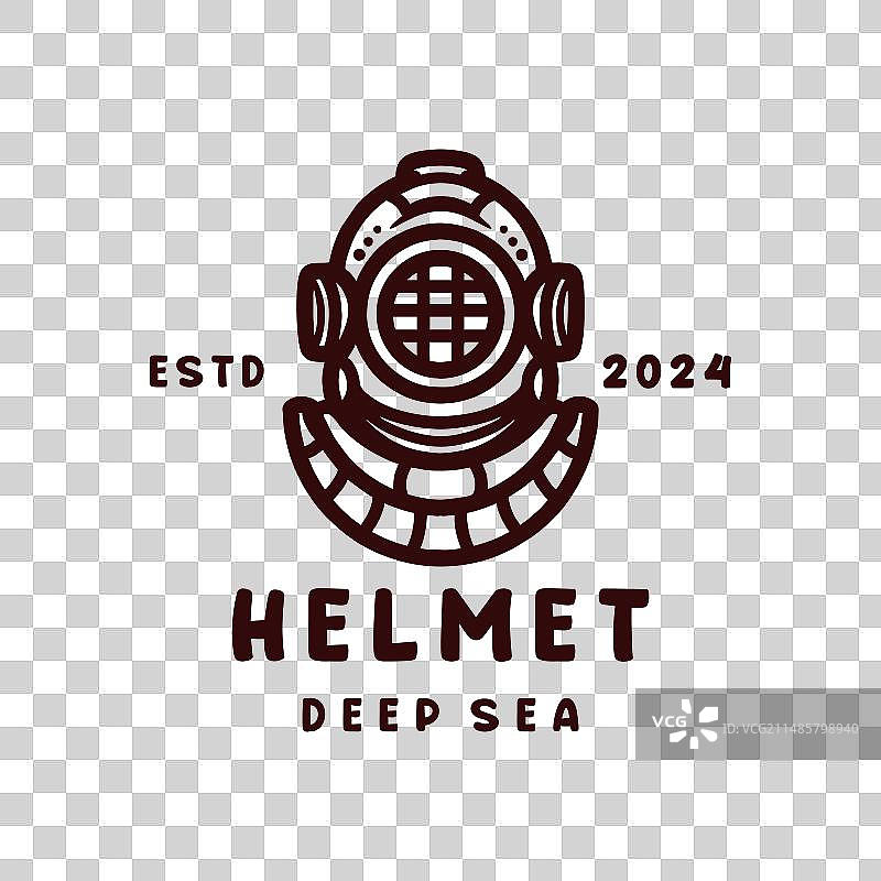 潜水头盔单线标志经典装备图片素材