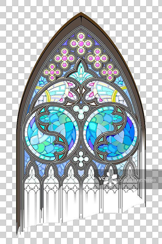 美丽的彩色中世纪彩色玻璃窗图片素材