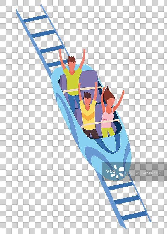 快乐的人们乘坐过山车图片素材