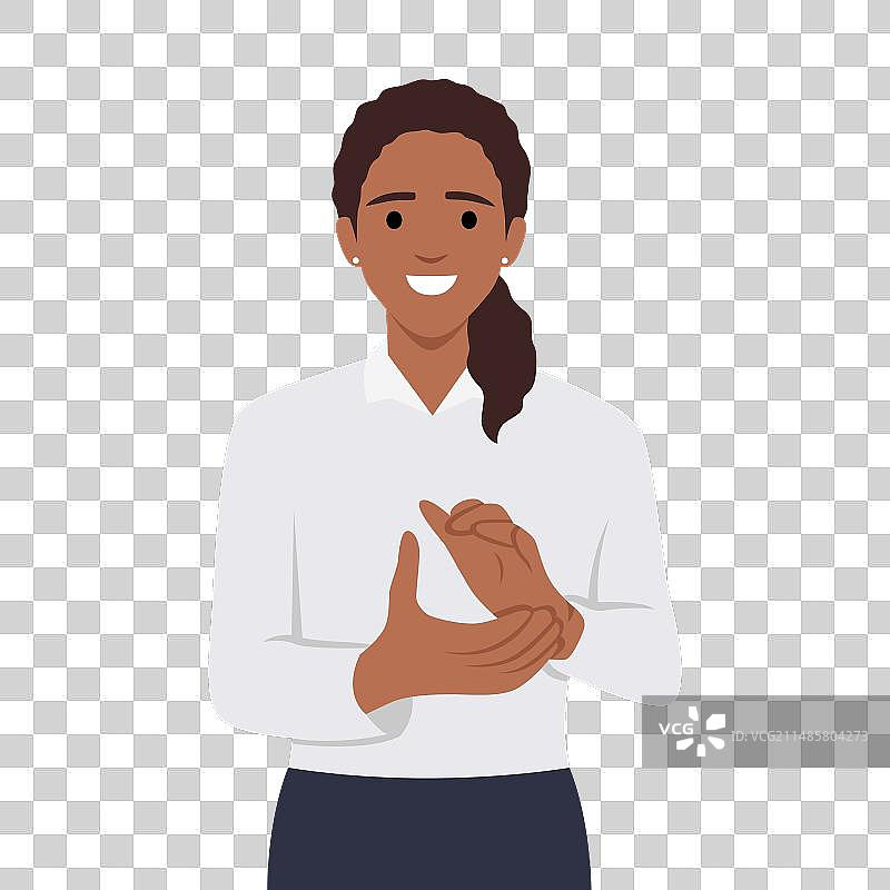 鼓掌的年轻女子图片素材