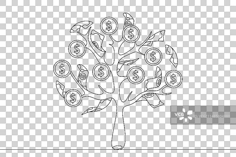 钱币树单线图片素材