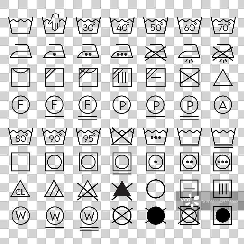 洗涤符号洗衣护理标签图标图片素材