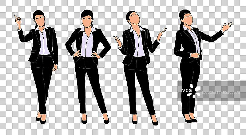 不同姿势的商务女人角色合集图片素材