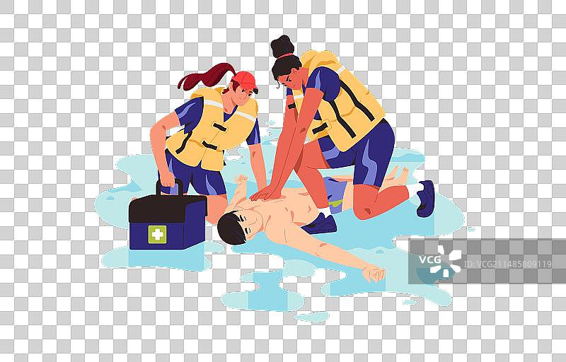 海滩救援人员救生图片素材