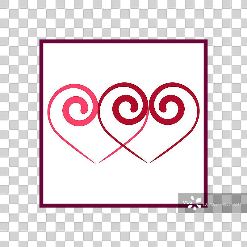 白色背景方形中的双色心形符号图片素材