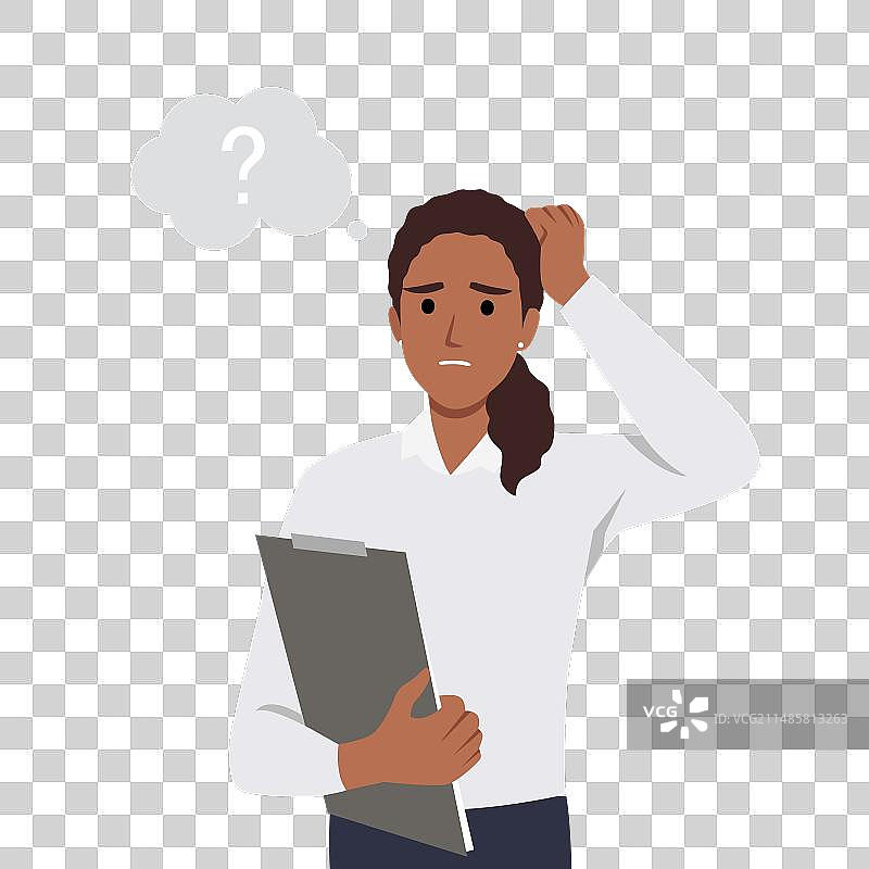 年轻女人挠头困惑图片素材