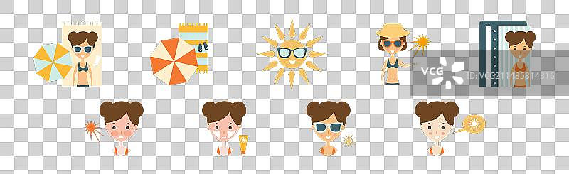 夏季海滩防紫外线太阳图标图片素材