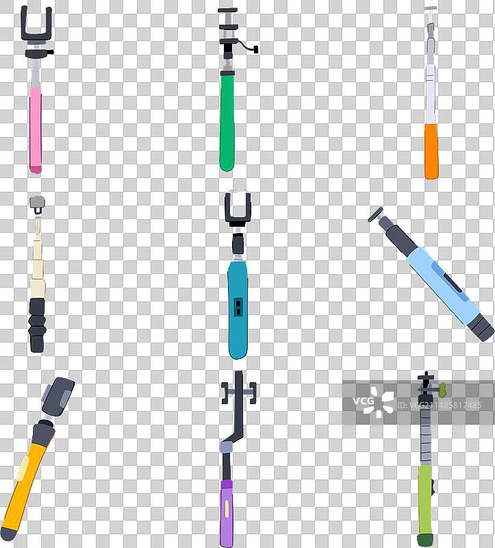 卡通自拍杆套装图片素材