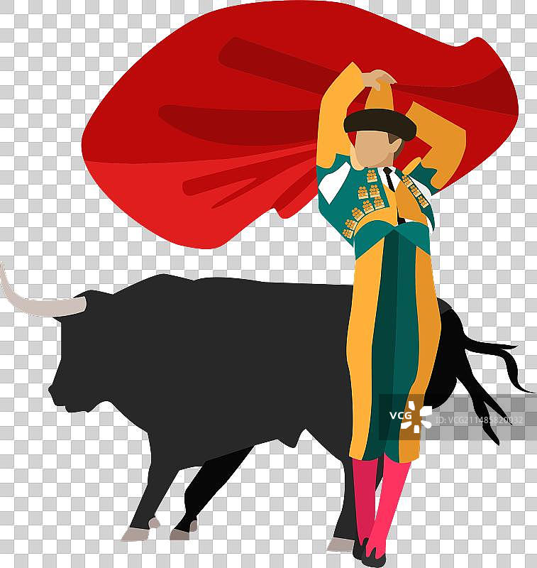 斗牛士和公牛表演图标图片素材