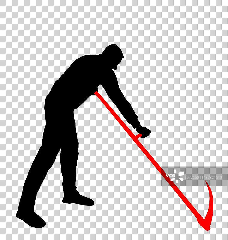 农民用镰刀割草的轮廓图片素材