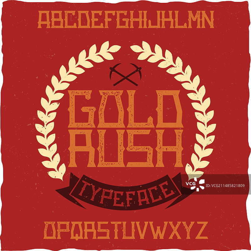 名为淘金热的复古标签字体图片素材