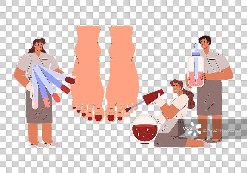 带人物的美甲工作室的修脚服务图片素材