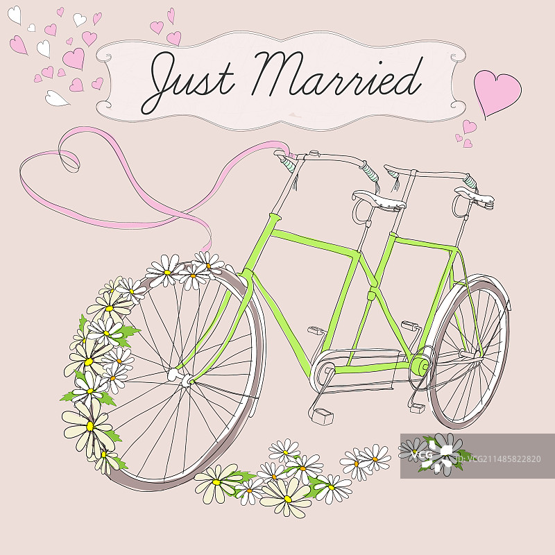 复古绘画结婚海报图片素材