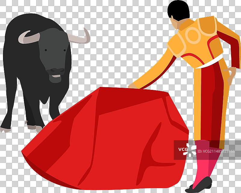 斗牛士与公牛舞蹈图标图片素材