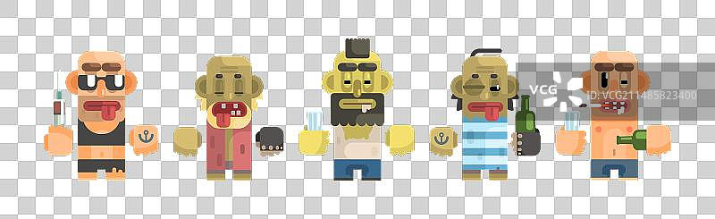 扁平原始风格的反社会人群图标图片素材