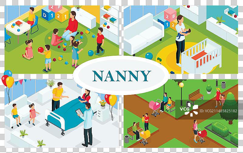 2.5D儿童护理概念图片素材