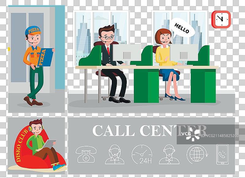 呼叫中心彩色组合图片素材