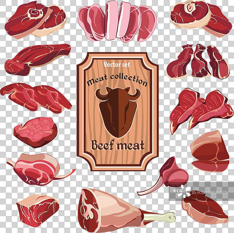 手绘肉类元素合集图片素材
