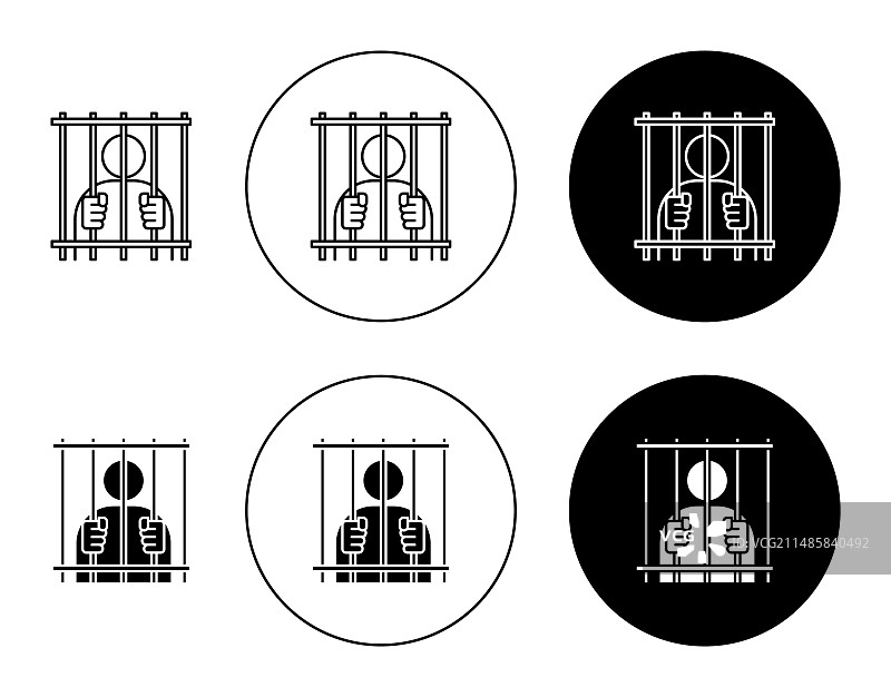 监狱牢房犯罪分子图标集图片素材