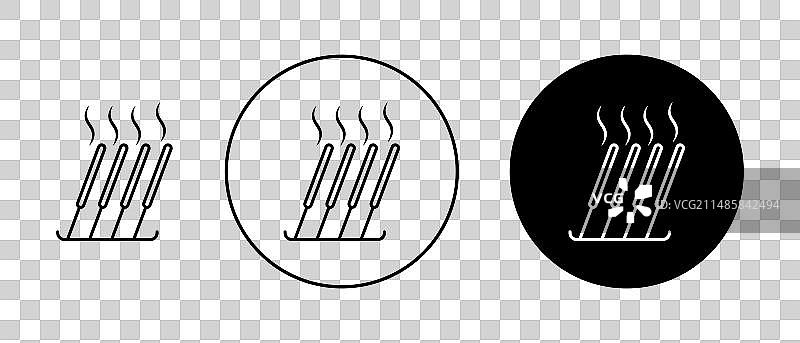 芳香燃烧的香薰棒图标集图片素材