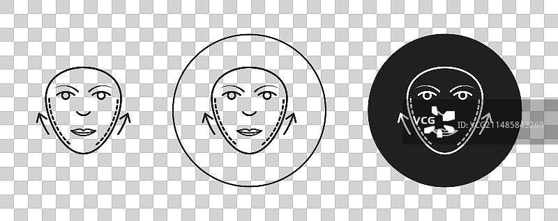 面部拉皮手术和除皱符号图标集图片素材