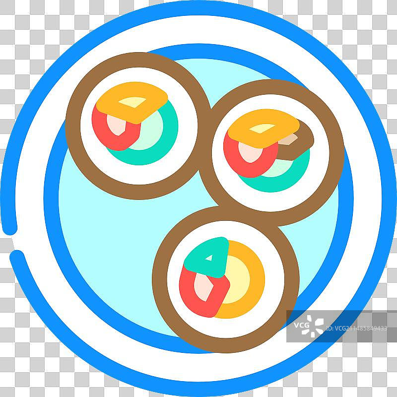 紫菜包饭韩国料理彩色图标图片素材