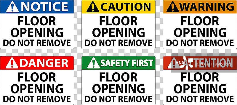注意地面开口安全标志，请勿移开图片素材