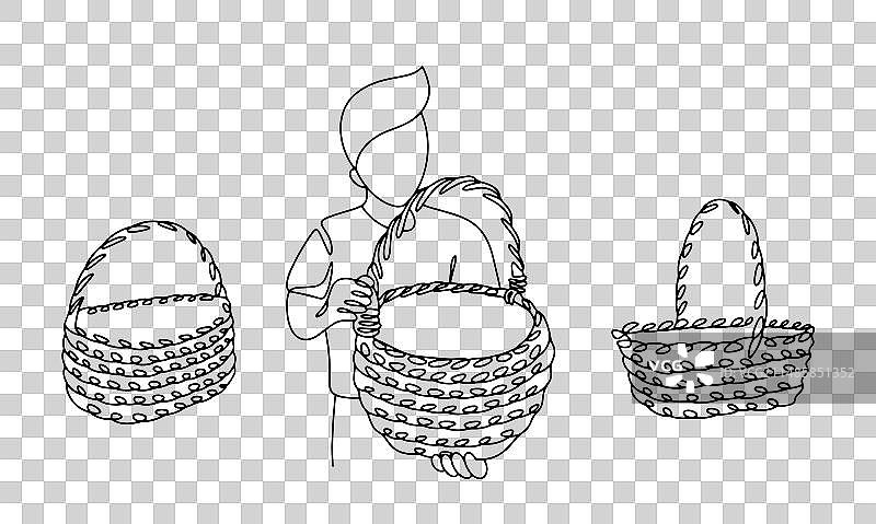 葡萄藤编织篮手工图片素材