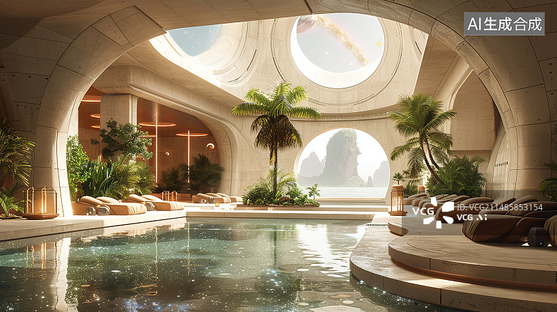 【AI数字艺术】豪华酒店室内景观图片素材