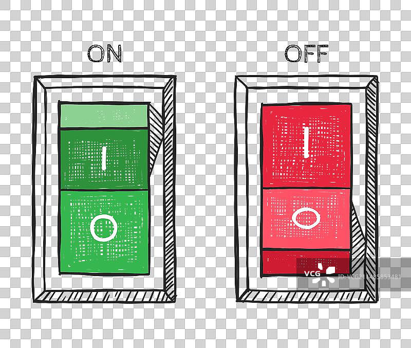 手绘涂鸦风格的电源开关图片素材